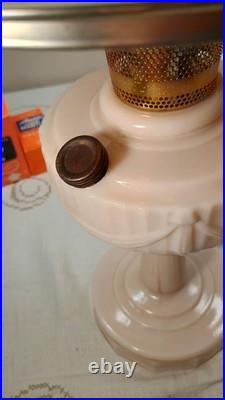 Aladdin Uranium Alacite Glass Tall Lincoln Drape Oil Lamp & Burner Chimney Shade