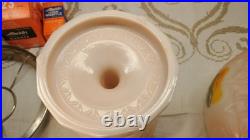 Aladdin Uranium Alacite Glass Tall Lincoln Drape Oil Lamp & Burner Chimney Shade