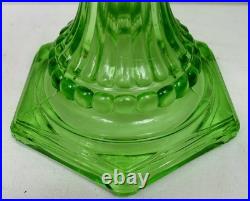 Aladdin Uranium Glass Green Cathedral 1934 #108 Lamp withNickle Model B Burner