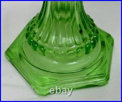 Aladdin Uranium Glass Green Cathedral 1934 #108 Lamp withNickle Model B Burner