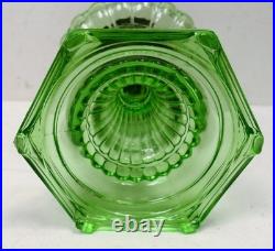 Aladdin Uranium Glass Green Cathedral 1934 #108 Lamp withNickle Model B Burner