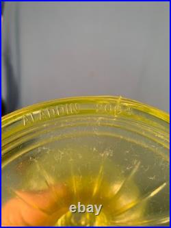 Aladdin Vaseline Uranium Glass Short Lincoln Drape Oil Lamp Electric Glows 2004