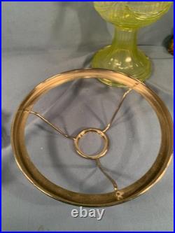 Aladdin Vaseline Uranium Glass Short Lincoln Drape Oil Lamp Electric Glows 2004