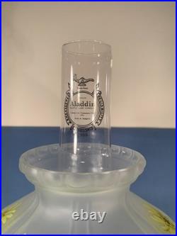 Aladdin Vaseline Uranium Glass Short Lincoln Drape Oil Lamp Electric Glows 2004
