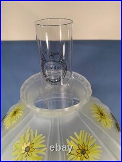 Aladdin Vaseline Uranium Glass Short Lincoln Drape Oil Lamp Electric Glows 2004
