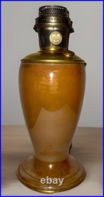 Aladdin Venetian Art Craft Vase Lamp Model 1245 Peach Tones with Font & Burner