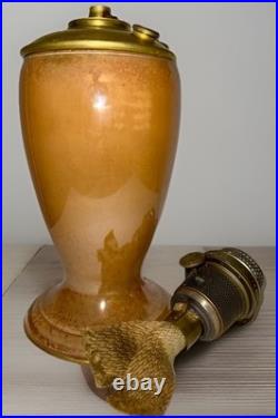 Aladdin Venetian Art Craft Vase Lamp Model 1245 Peach Tones with Font & Burner