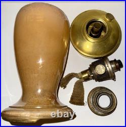 Aladdin Venetian Art Craft Vase Lamp Model 1245 Peach Tones with Font & Burner