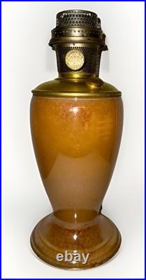Aladdin Venetian Art Craft Vase Lamp Model 1245 Peach Tones with Font & Burner
