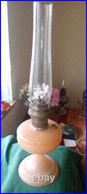 Aladdin Venetian Rose Oil Lamp Model A Burner and Alladin Chimney