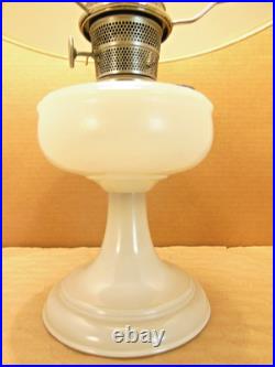Aladdin Venetian White Oil Lamp Nickel Model A Burner Chimney, Wick & Shade