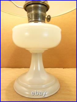Aladdin Venetian White Oil Lamp Nickel Model A Burner Chimney, Wick & Shade