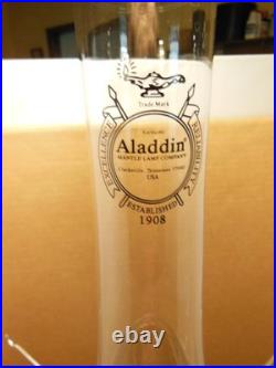 Aladdin Venetian White Oil Lamp Nickel Model A Burner Chimney, Wick & Shade