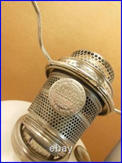 Aladdin Venetian White Oil Lamp Nickel Model A Burner Chimney, Wick & Shade