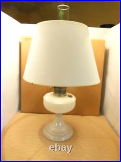 Aladdin Venetian White Oil Lamp Nickel Model A Burner Chimney, Wick & Shade