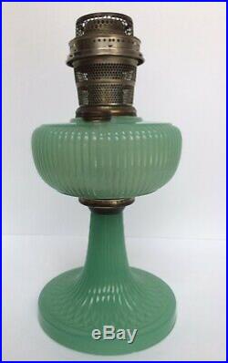 Aladdin Vertique Moonstone Green Lamp 1938 With Aladdin Model B Burner