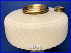 Aladdin WHITE MOONSTONE Glass Diamond Quilt c1937 Kerosene Oil Lamp Base B-85