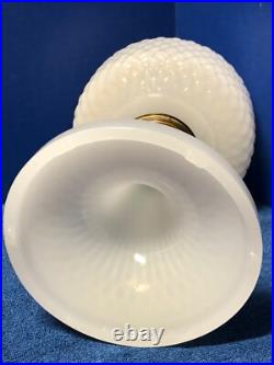 Aladdin WHITE MOONSTONE Glass Diamond Quilt c1937 Kerosene Oil Lamp Base B-85