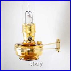 Aladdin Wall Mount Oil Lamp, Genie III Regency Fuel Lighting, Amber Glass, Brass