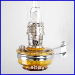 Aladdin Wall Mount Oil Lamp, Genie III Regency Fuel Lighting, Amber Glass, Nickel