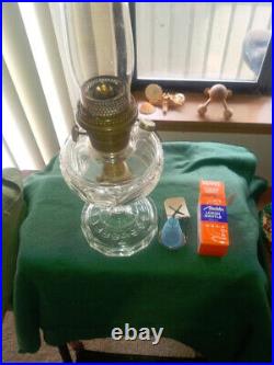 Aladdin Washington Drape Glass Lamp, Model B Brass burner and NOS Mantle