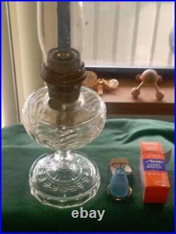 Aladdin Washington Drape Glass Lamp, Model B Brass burner and NOS Mantle