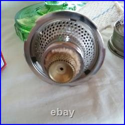 Aladdin Washington Drape Glass Oil Lamp Green Glass withnew Lox-On lamp Mantle