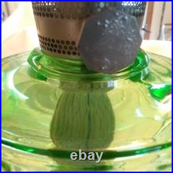 Aladdin Washington Drape Glass Oil Lamp Green Glass withnew Lox-On lamp Mantle