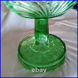 Aladdin Washington Drape Glass Oil Lamp Green Glass withnew Lox-On lamp Mantle