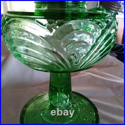 Aladdin Washington Drape Glass Oil Lamp Green Glass withnew Lox-On lamp Mantle