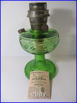 Aladdin Washington Drape Glass Oil Lamp withModel B Burner & Instructions
