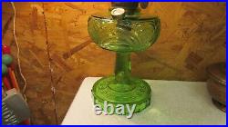 Aladdin Washington Drape Green Crystal Plain Stem Oil Lamp
