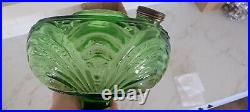 Aladdin Washington Drape Green Kerosene Oil Lamp Model B Burner Uranium Glass