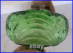 Aladdin Washington Drape Green Kerosene Oil Lamp Model B Burner Uranium Glass