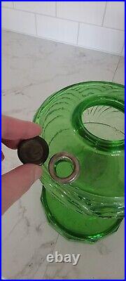 Aladdin Washington Drape Green Kerosene Oil Lamp Model B Burner Uranium Glass