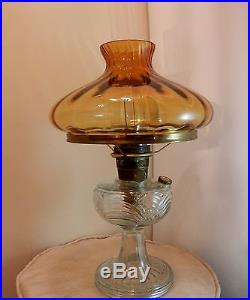 Aladdin Washington Drape Lamp Nu-Type Model B Burner Chicago With Art Glass Shade