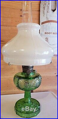 Aladdin Washington Drape Model B Green Crystal Oil Lamp With Shade