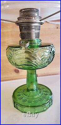 Aladdin Washington Drape Model B Green Crystal Oil Lamp With Shade