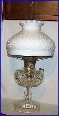 Aladdin Washington Drape Oil / Kerosene Lamp / White Ornate Shade/Chimney/Spider