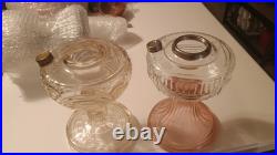 Aladdin Washington Drape Plain Stem Pink Tint Glass Oil Lamp