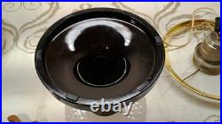 Aladdin White Black Diamond Quilt Table Lamp B-90 with Floral Shade Elec. Burner