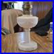 Aladdin White Draped Glass Oil Lamp with Metal Burner and Knob Control