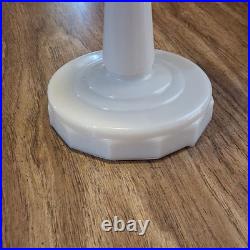 Aladdin White Draped Glass Oil Lamp with Metal Burner and Knob Control