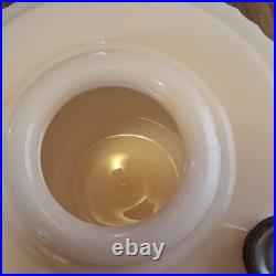 Aladdin White Draped Glass Oil Lamp with Metal Burner and Knob Control