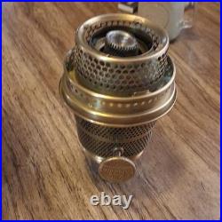 Aladdin White Draped Glass Oil Lamp with Metal Burner and Knob Control
