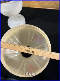 Aladdin White Glass Simplicity c. 1950 Kerosene Oil Lamp Base Triple Rose Shade