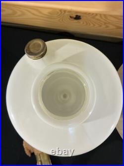 Aladdin White Glass Simplicity c. 1950 Kerosene Oil Lamp Base Triple Rose Shade