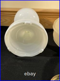 Aladdin White Glass Simplicity c. 1950 Kerosene Oil Lamp Base Triple Rose Shade