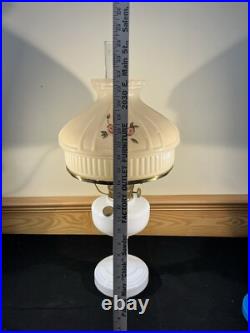 Aladdin White Glass Simplicity c. 1950 Kerosene Oil Lamp Base Triple Rose Shade