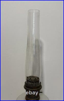 Aladdin White Kerosene Oil Lamp with Shade and Chimney Moonstone Quilt Design